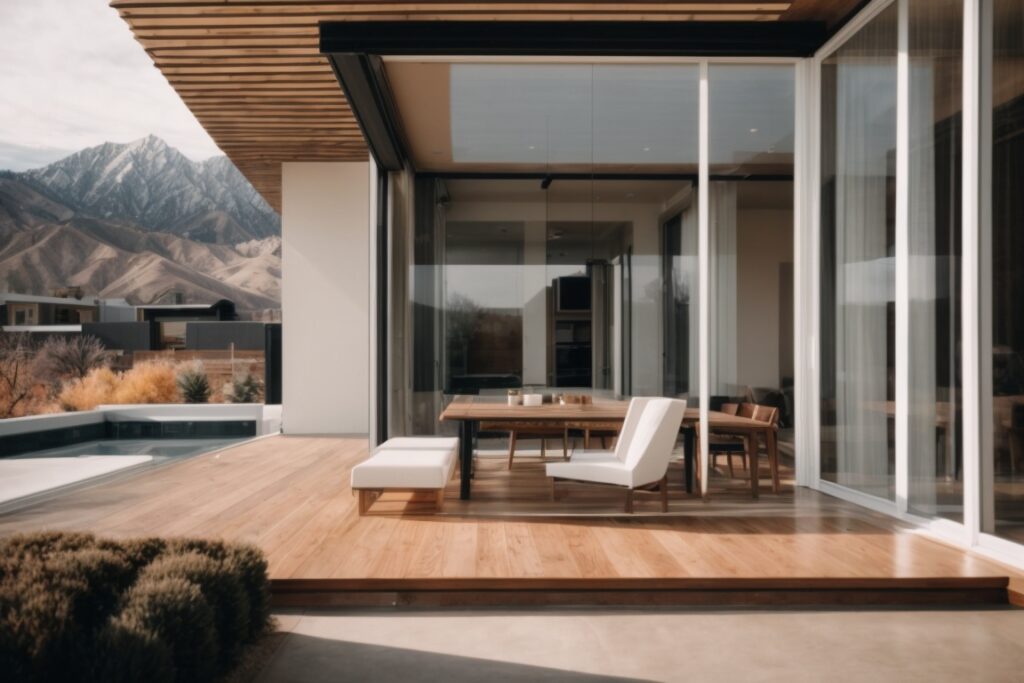 Modern home with sleek window tint film, Salt Lake City backdrop