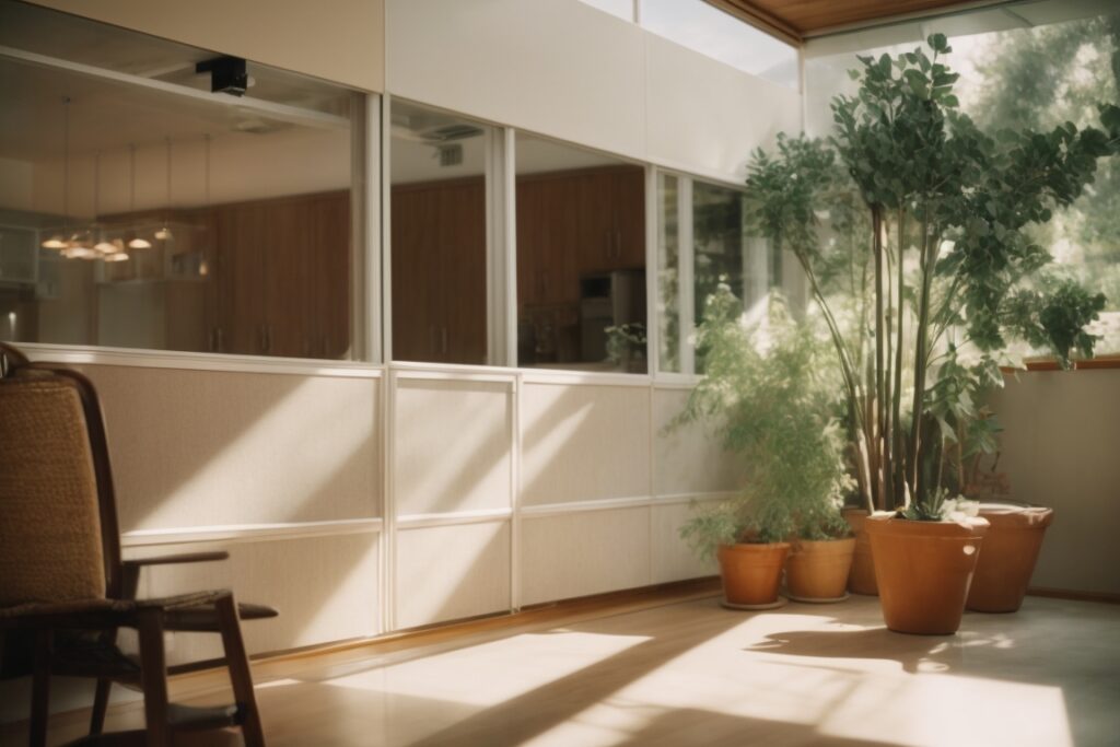 Interior of a house in Salt Lake City with visible sunlight filtering through heat blocking window film