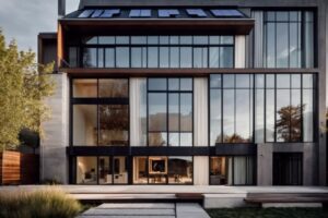 modern home exterior with tinted windows and solar panels in Salt Lake City