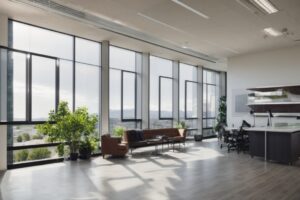 Office in Salt Lake City with natural light and commercial window film installed